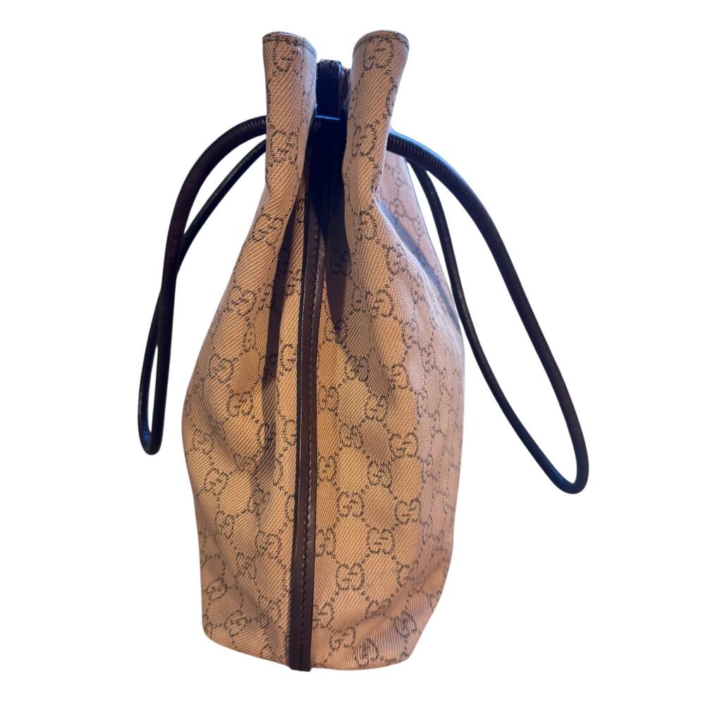 Auth. Vintage Gucci Tan GG Canvas Tote Shoulder Bag - Picture 4 of 16